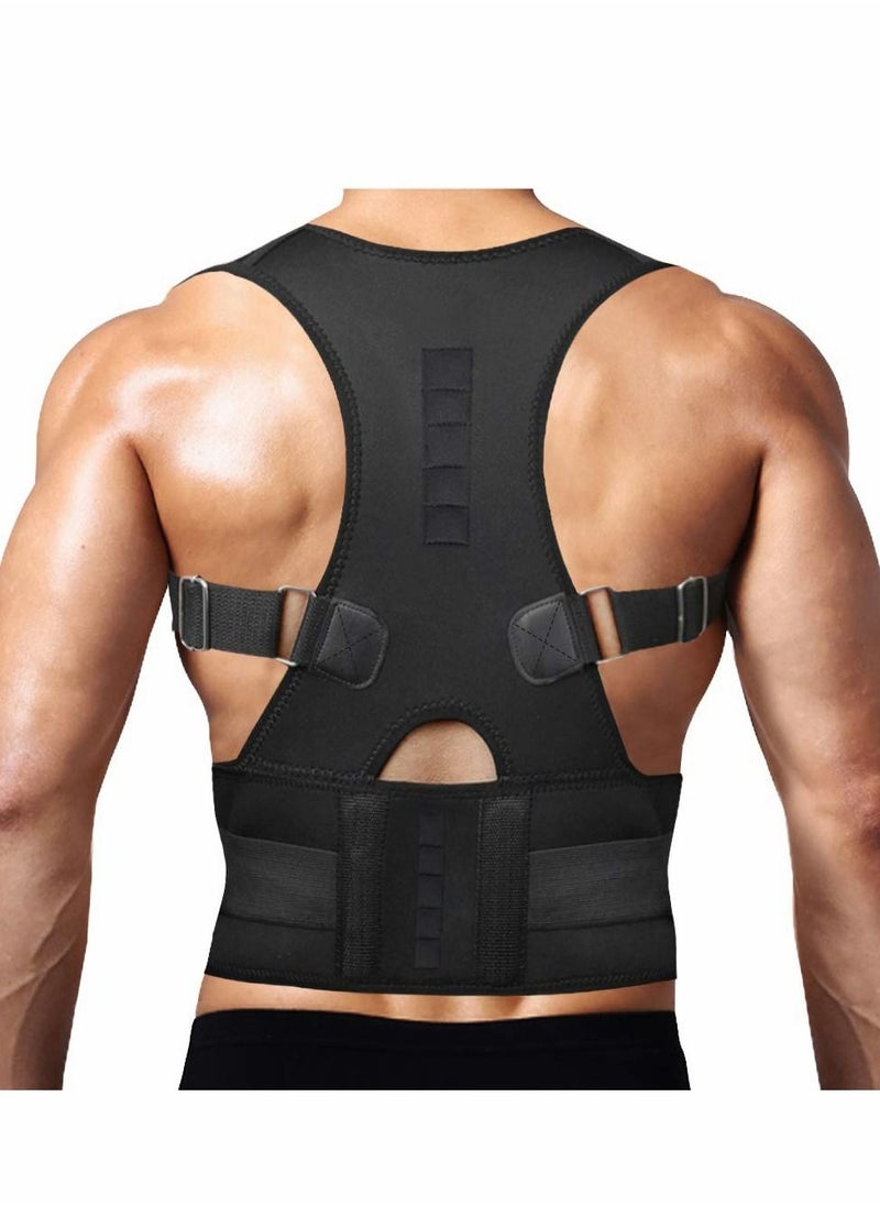 Excefore - Posture Corrector Adjustable Magnetic Support For Neck Shoulder Upper And Lower Back- Black, Small - Image 1
