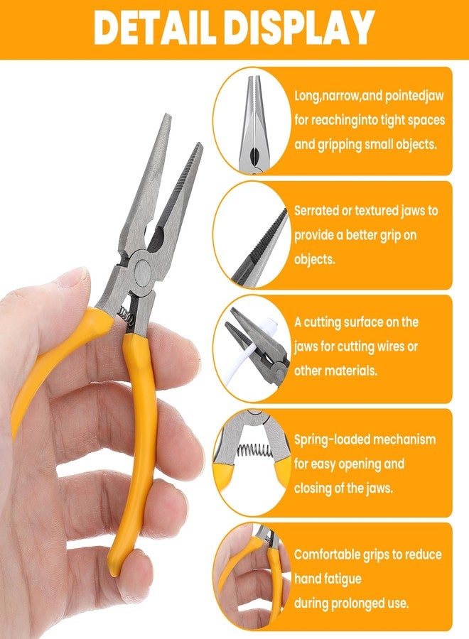 Tobeelec 10 Pack 5" Needle Nose Pliers, Long Nose Pliers Set with Side Cutter, Mini Fine Needle Nose Pliers with Serrated Jaw, Precision Small Needle Nose Plier for Jewelry Making/Electronics/Craft - Image 3