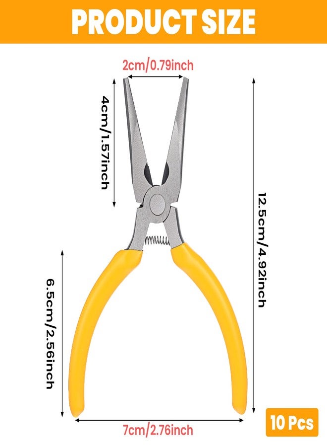 Tobeelec 10 Pack 5" Needle Nose Pliers, Long Nose Pliers Set with Side Cutter, Mini Fine Needle Nose Pliers with Serrated Jaw, Precision Small Needle Nose Plier for Jewelry Making/Electronics/Craft - Image 2