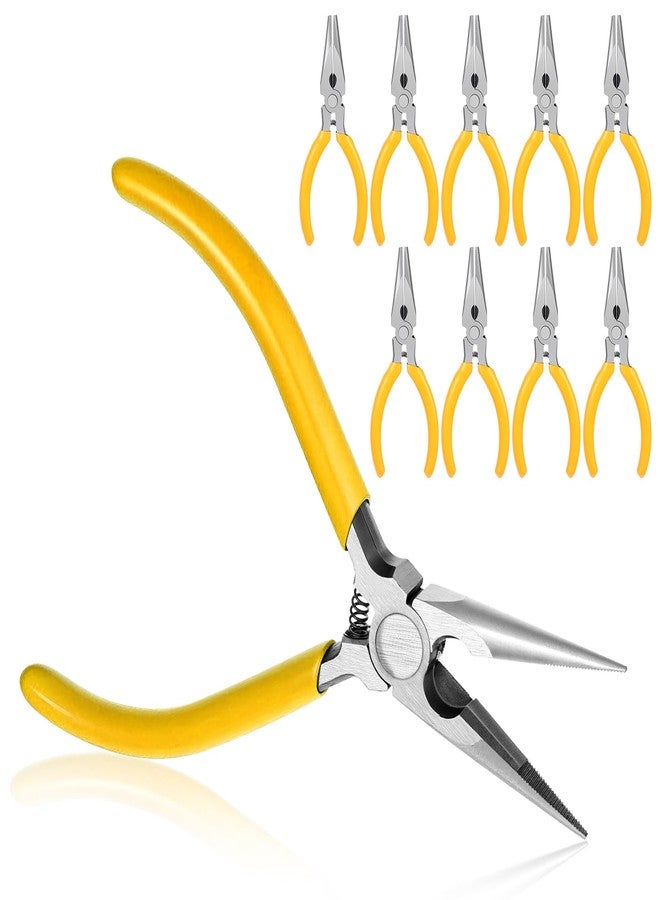 Tobeelec 10 Pack 5" Needle Nose Pliers, Long Nose Pliers Set with Side Cutter, Mini Fine Needle Nose Pliers with Serrated Jaw, Precision Small Needle Nose Plier for Jewelry Making/Electronics/Craft - Image 1