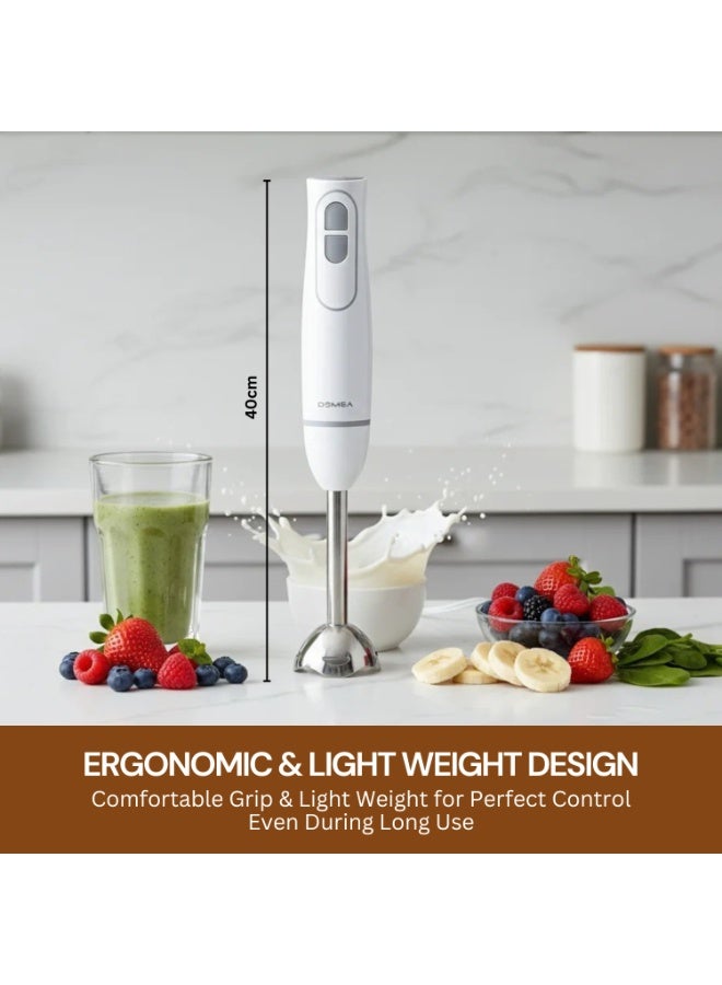 DOMEA Immersion Hand Blender, 500W with Stainless Steel Blades, Turbo Speed Function for Blending, Pureeing, Mixing Soups & Smoothies | Ergonomic, Lightweight & Quiet | Easy to Clean, Detachable Design - Image 4