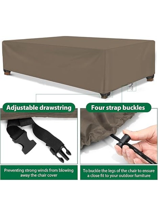 INFOSUN Waterproof Outdoor Furniture Cover 128" L x 82" W x 23" H , Premium Quality Patio Furniture Covers Dust Proof Anti-UV Heavy Duty Durable Sofa Sectional Table & Chair Cover Large (Brown) - Image 4