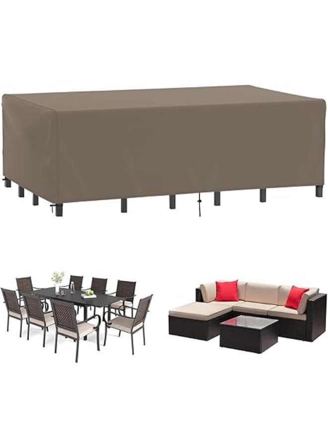 INFOSUN Waterproof Outdoor Furniture Cover 128" L x 82" W x 23" H , Premium Quality Patio Furniture Covers Dust Proof Anti-UV Heavy Duty Durable Sofa Sectional Table & Chair Cover Large (Brown) - Image 1