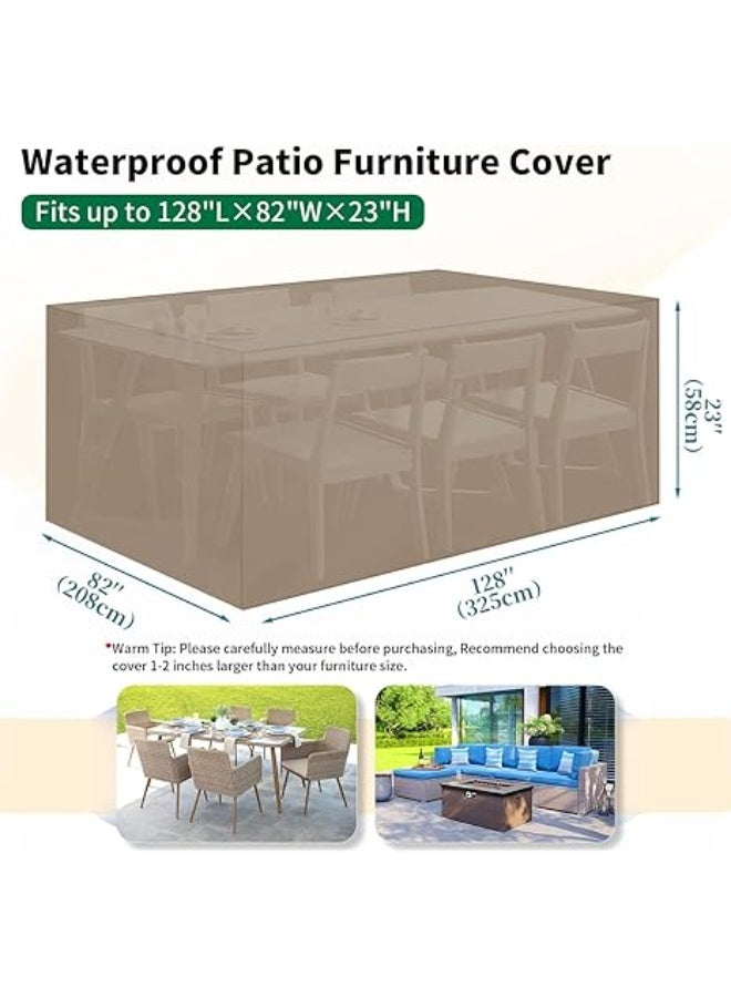 INFOSUN Waterproof Outdoor Furniture Cover 128" L x 82" W x 23" H , Premium Quality Patio Furniture Covers Dust Proof Anti-UV Heavy Duty Durable Sofa Sectional Table & Chair Cover Large (Brown) - Image 2