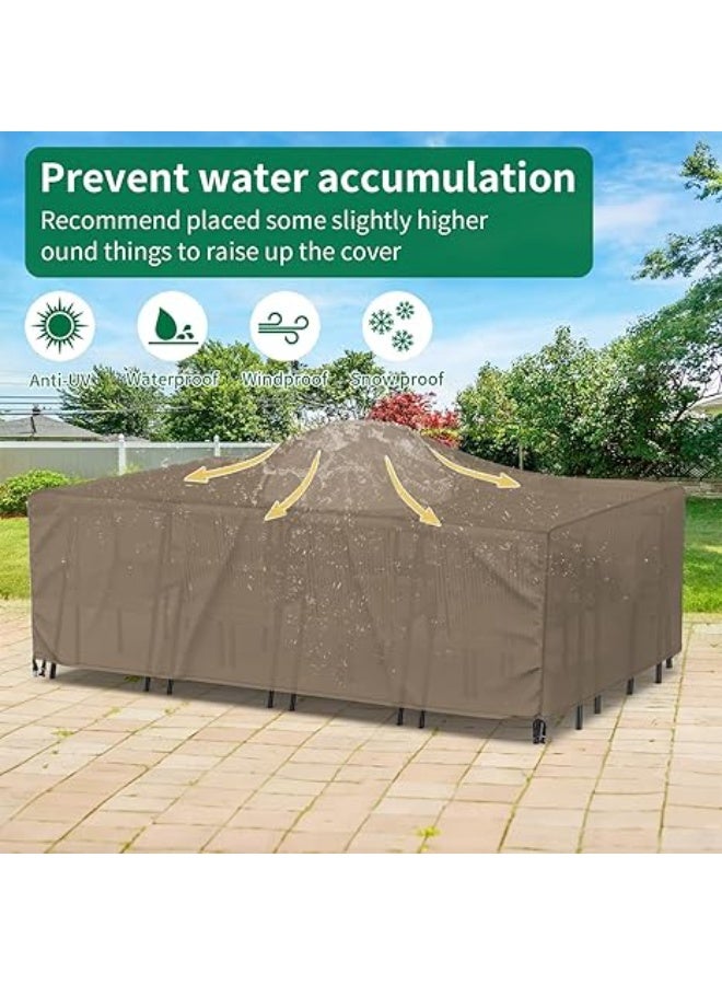 INFOSUN Waterproof Outdoor Furniture Cover 128" L x 82" W x 23" H , Premium Quality Patio Furniture Covers Dust Proof Anti-UV Heavy Duty Durable Sofa Sectional Table & Chair Cover Large (Brown) - Image 5