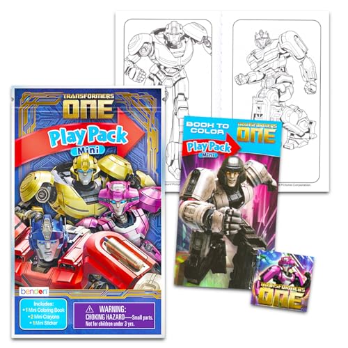 TRANSFORMERS مجموعة هدايا حفلات مصغرة من ترانسفورمرز 8 قطع مع 8 حقائب لعب أوبتيموس برايم مع كتب تلوين مصغرة وملصقات وأكياس هدايا لوازم وديكورات حفلات عيد ميلاد ترانسفورمرز - Image 5