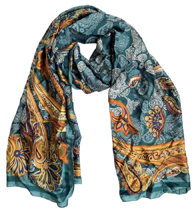 Acotavie Scarfs for Women Dressy Fashion Scarves Long Floral Pattern Scarf Lightweight Sunscreen Shawls, C043, 70.86 inches x 35 inches - Image 1
