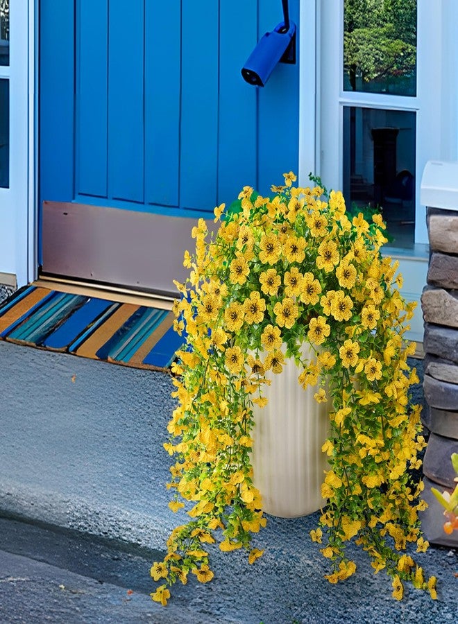 ZFProcess Artificial Hanging Flowers Plants for Outdoor Spring Decoration, 2PCS Faux Silk Daisy UV Resistant Look Real for Outside Home Indoor Planter Porch Window Yard Decor(Yellow) - Image 3