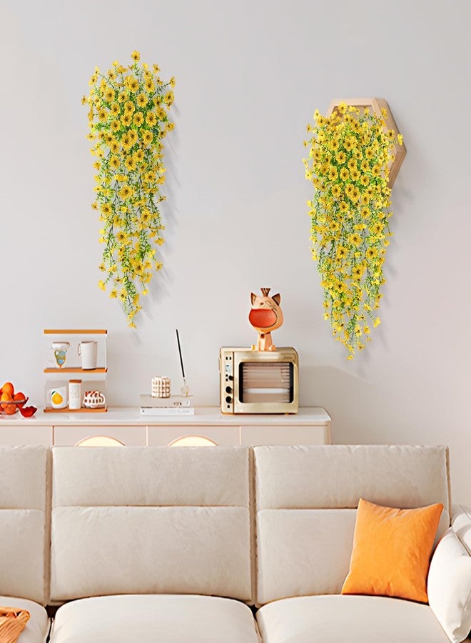 ZFProcess Artificial Hanging Flowers Plants for Outdoor Spring Decoration, 2PCS Faux Silk Daisy UV Resistant Look Real for Outside Home Indoor Planter Porch Window Yard Decor(Yellow) - Image 5