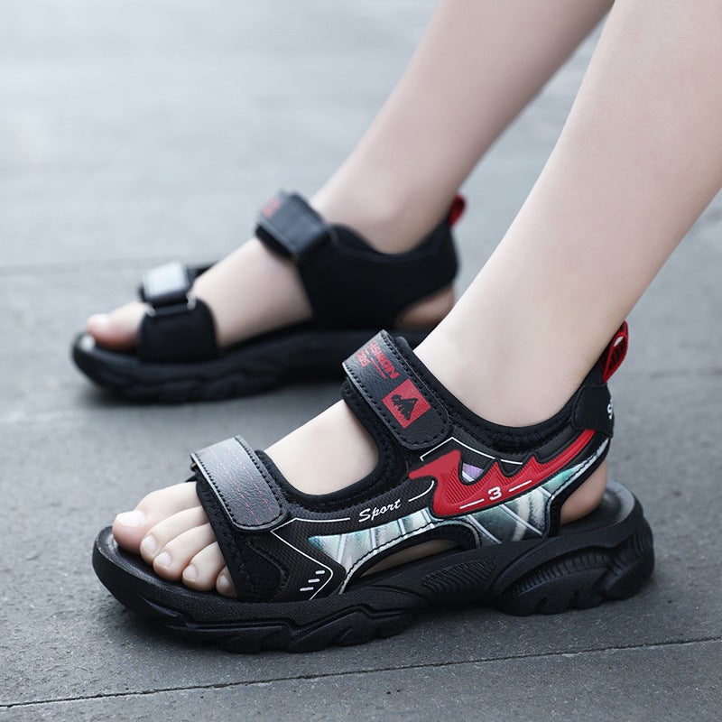 Boys Sandals 2025 Mid-Large Children'S Open Toe Soft Sole Lightweight Velcro Air Cushion Casual Beach Shoes Trendy - Image 1
