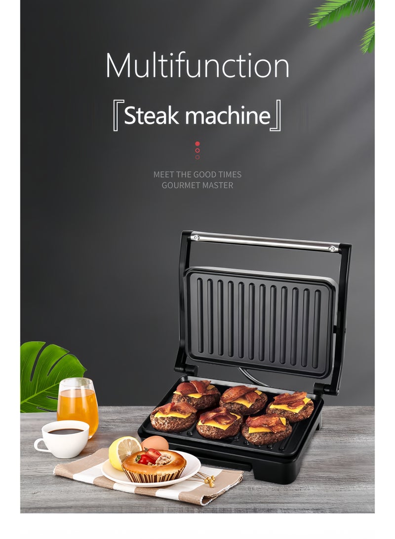 سوكاني شواية غير لاصقة، شواية بانيني/ساندويتش، صانعة شرائح اللحم، 850 وات، للشواء المشوي والنقانق والهامبرغر وسندويشات الخبز SK-223 أسود - Image 2