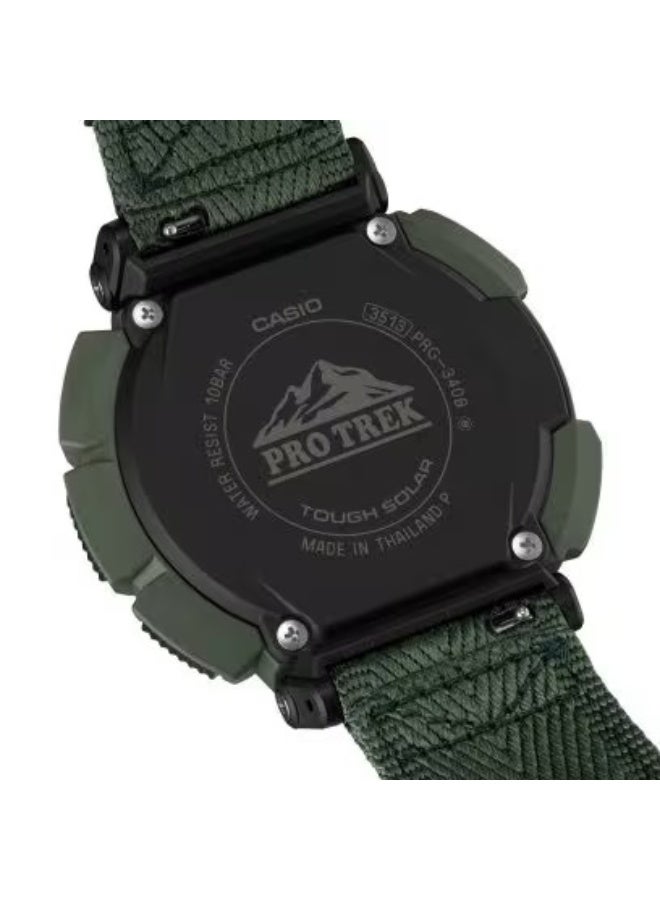 CASIO Pro Trek Solar Digital Men’s Watch PRG-340B-3D, 54.7 mm Green Bio-Resin Case & Cloth Strap, Triple Sensor, 100 m WR - Image 5