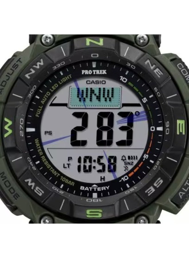 CASIO Pro Trek Solar Digital Men’s Watch PRG-340B-3D, 54.7 mm Green Bio-Resin Case & Cloth Strap, Triple Sensor, 100 m WR - Image 4