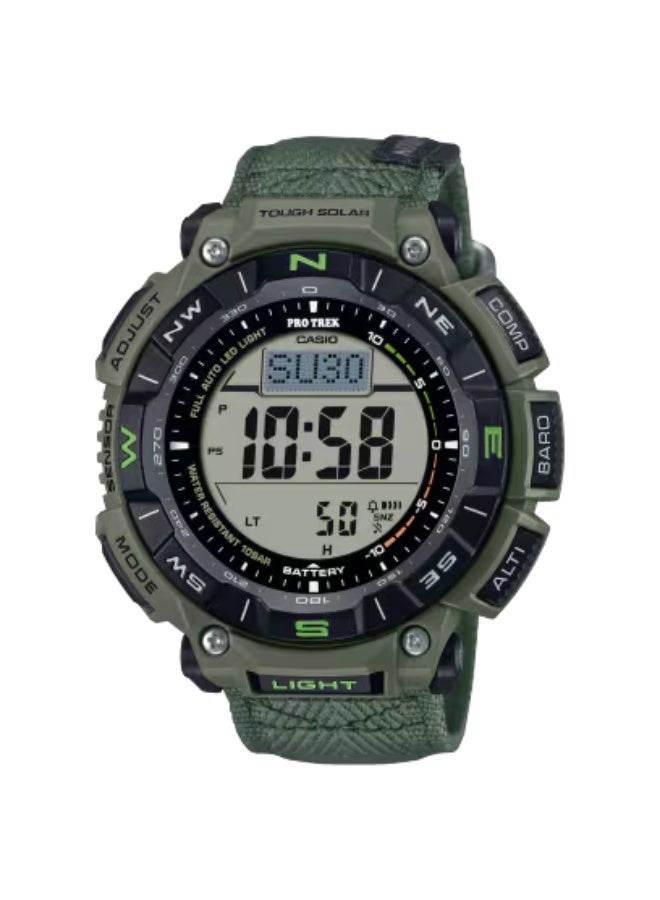 CASIO Pro Trek Solar Digital Men’s Watch PRG-340B-3D, 54.7 mm Green Bio-Resin Case & Cloth Strap, Triple Sensor, 100 m WR - Image 2