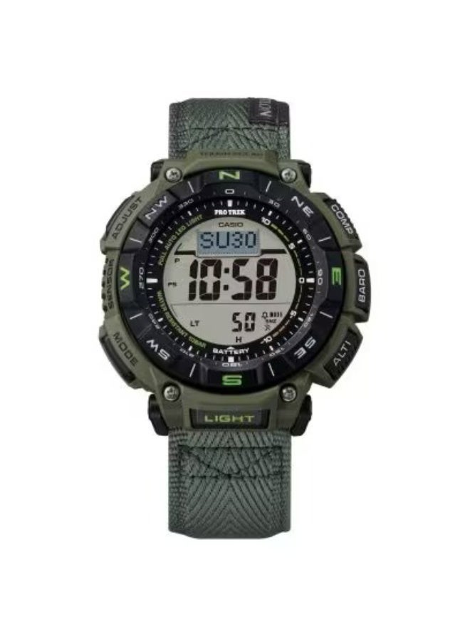 CASIO Pro Trek Solar Digital Men’s Watch PRG-340B-3D, 54.7 mm Green Bio-Resin Case & Cloth Strap, Triple Sensor, 100 m WR - Image 3