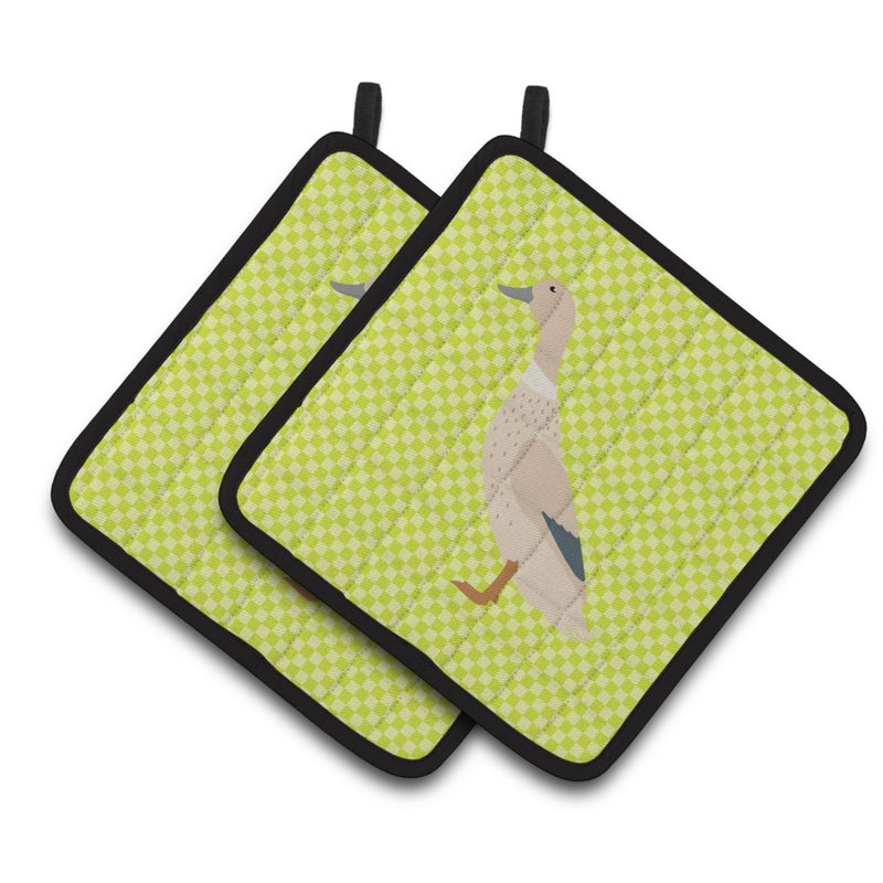Caroline's Treasures ""Caroline's Treasures West Harlequin Duck Green Decorated Pot Holder  7.5"""" x 7.5"""""" 