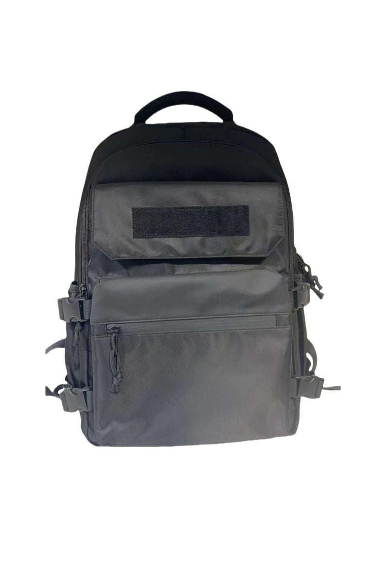 Stylish Black Tactical Laptop Backpack, Student Backpack, Ergonomic Backpack, Lightweight Backpack, Adjustable Shoulder Strap Backpack, Minimalist Aesthetic Student Backpack. - Image 3