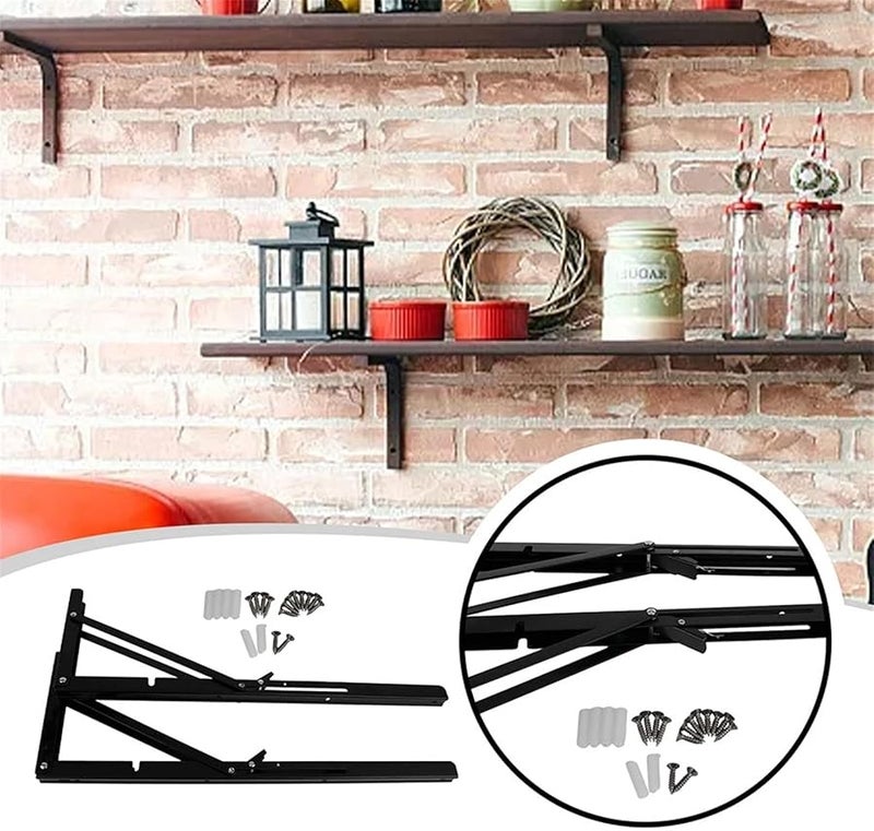 Heavy Duty 8 Inch Folding Shelf Brackets Collapsible Metal Hinge For Wall Bench Table DIY - Image 4