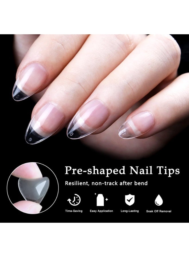LUMYA 600Pcs Short Almond Nail Tips, Clear Soft Gel Nail Tips, Full Cover Fake Nails for Nail Extensions, 12 Sizes Press On Acrylic Nail Tips for Women Girls Home Salon Use  - Image 2