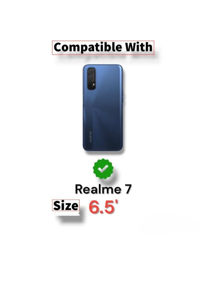 ماركة غير محددة - جراب قلاب شفاف لهاتف Realme 7، بدون مستشعر، مع وضعية مشاهدة ثابتة، غطاء حماية كامل بمرآة، متوافق مع هاتف Realme 7 (6.5 بوصة) (أسود) - Image 1
