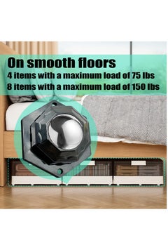 SYOSI Self Adhesive Universal Wheels, 8Pack Stainless Steel Mini Caster Wheels Swivel Wheels, 360 Degree Rotation Sticky Pulley for Bins Bottom Storage Box Furniture Trash Can, 20lbs Load Capacity  - Image 3