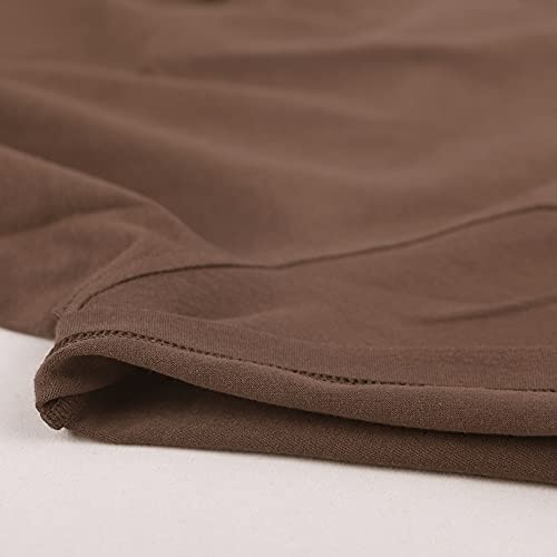 palglg Mens Short Sleeve Cotton Muscle Slim Fitted Sport Henley T-Shirt with Button Coffee S - Image 5