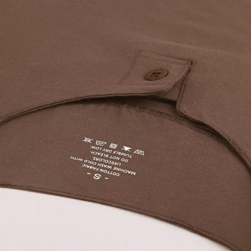 palglg Mens Short Sleeve Cotton Muscle Slim Fitted Sport Henley T-Shirt with Button Coffee S - Image 3