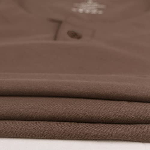 palglg Mens Short Sleeve Cotton Muscle Slim Fitted Sport Henley T-Shirt with Button Coffee S - Image 4