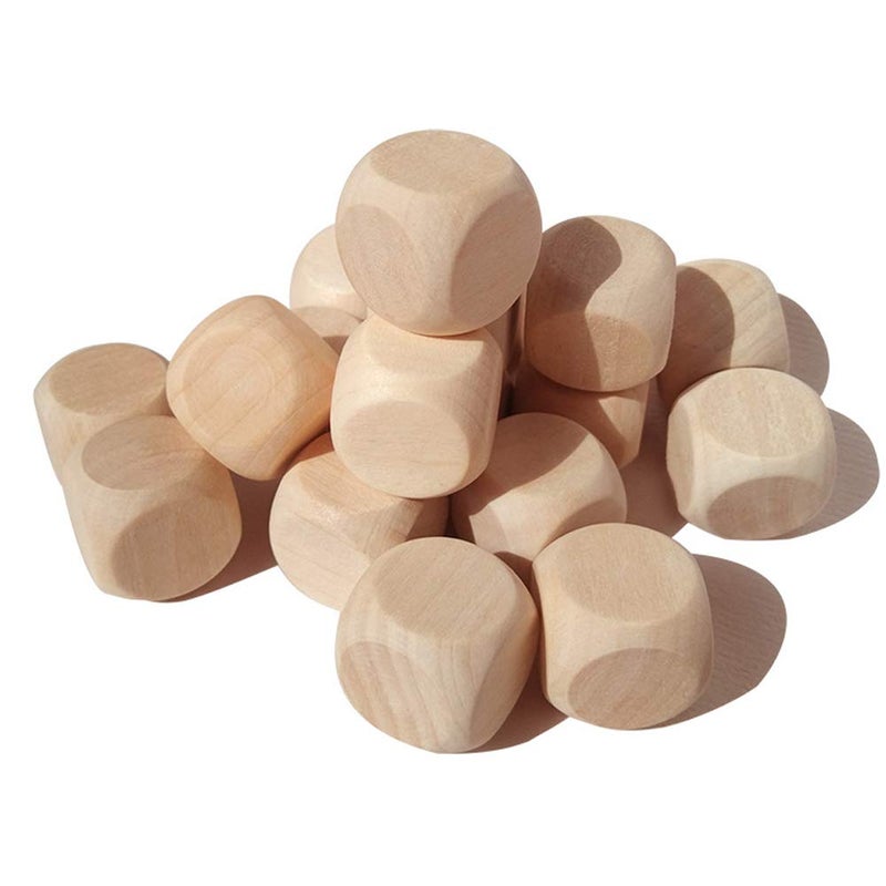 Teensery 100 Pcs Blank Wooden Dice Unfinished Square Blocks 6 Sided Wood Cubes with Rounded Corners for DIY Craft Projects (16MM) - Image 1