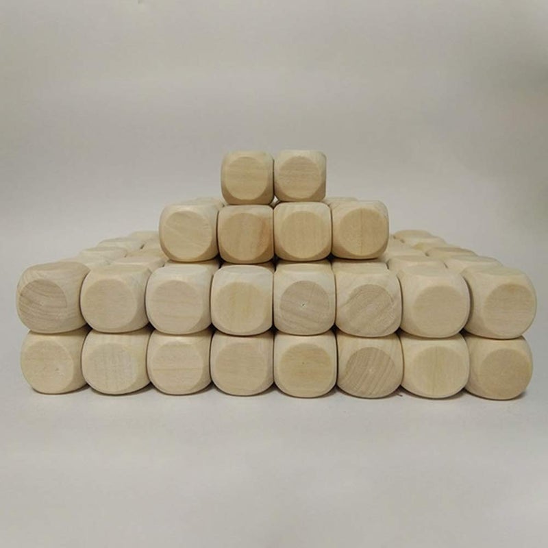 Teensery 100 Pcs Blank Wooden Dice Unfinished Square Blocks 6 Sided Wood Cubes with Rounded Corners for DIY Craft Projects (16MM) - Image 2