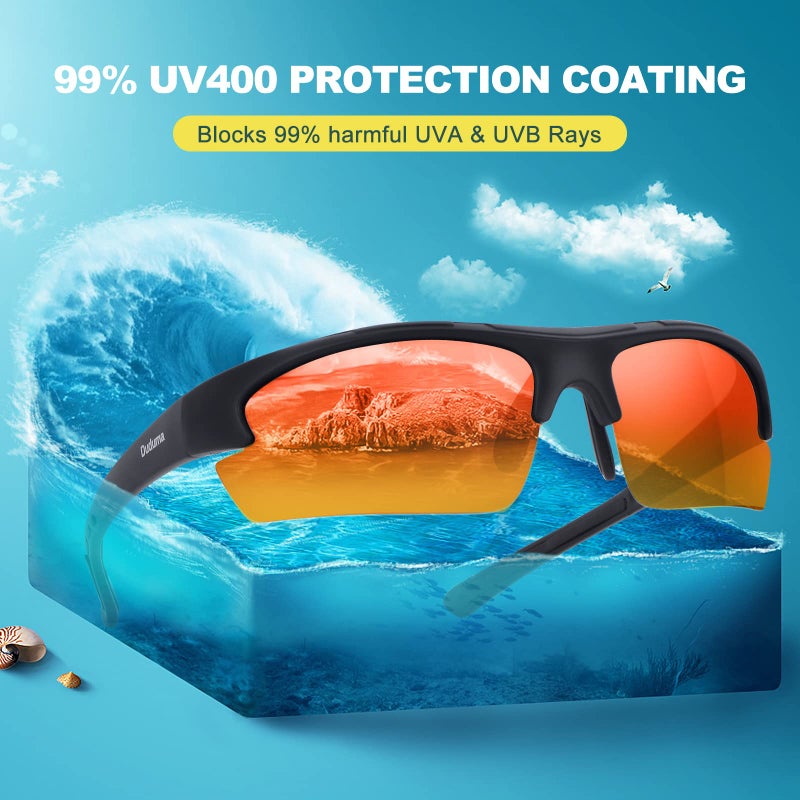Duduma Polarized Sports Sunglasses for for Men Women Fishing Cycling Running Golf Driving Glasses Tr62 Superlight Frame (Black matte/red mirror) - Image 2