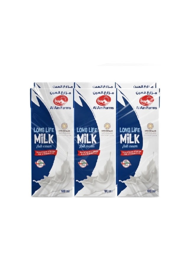 Al Ain Long Life Milk Plain - 6x180ml