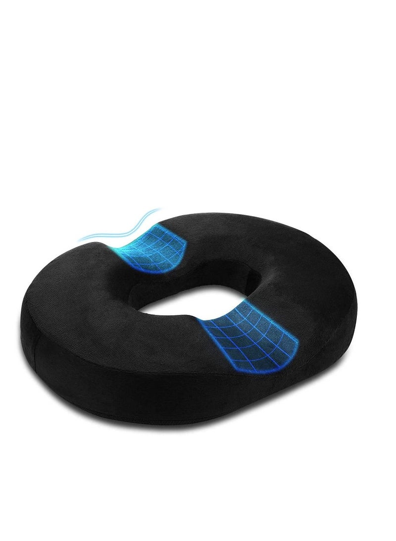 ميكسد دونات وسادة وسادة الذيل البواسير -- المرأة الحامل العظام وسادة مسكن ، Coccyx ، الاستلقاء ، بعد الولادة ، عرق النسا ، 18 بوصة سوداء - Image 1