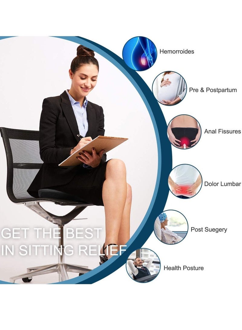 ميكسد دونات وسادة وسادة الذيل البواسير -- المرأة الحامل العظام وسادة مسكن ، Coccyx ، الاستلقاء ، بعد الولادة ، عرق النسا ، 18 بوصة سوداء - Image 3