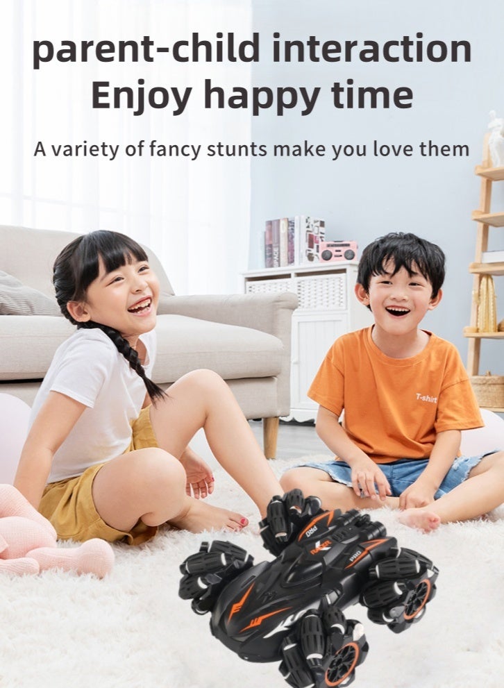 Lullaxx Remote Control Car Rc Car For Kids,Cool Lights, 360-Degree Rotation, 2.4G Wireless Remote Control And Watch Remote Control Mode For Boys And Girls Birthday Gift(Black And Orange) - Image 3