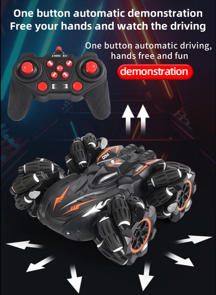 Lullaxx Remote Control Car Rc Car For Kids,Cool Lights, 360-Degree Rotation, 2.4G Wireless Remote Control And Watch Remote Control Mode For Boys And Girls Birthday Gift(Black And Orange) - Image 5