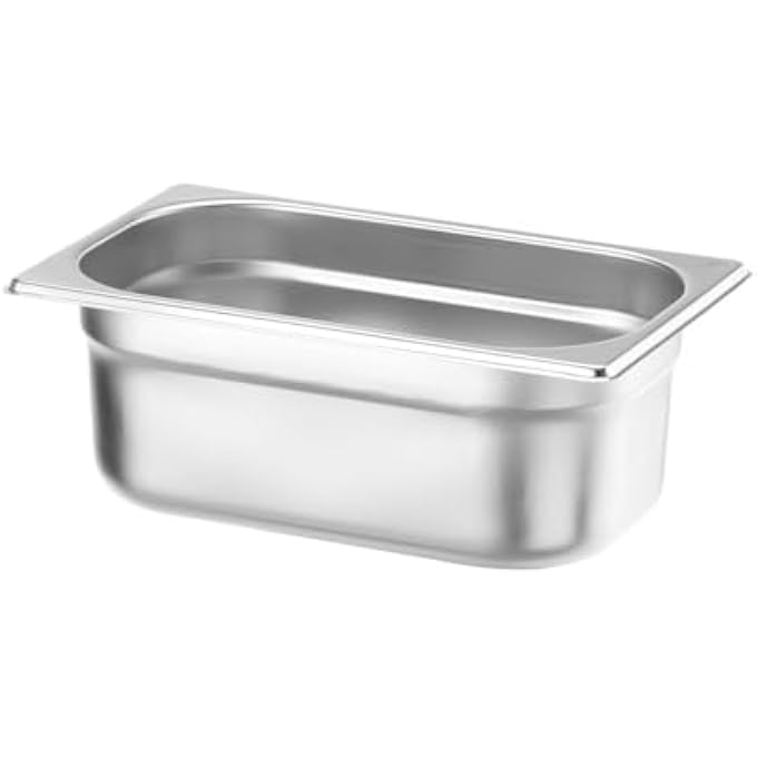 هندي Recipiente Gn 14Contenedor GnBordes RedondeadosResistente A Temperaturas De 40A 300Capto Para HornosCongeladoresCalientaplatosBao Mara28L265X162H 100MmAcero Inoxable - Image 2