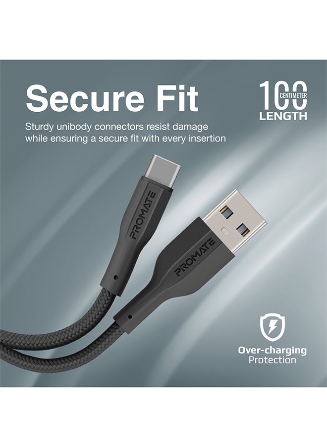 بروميت كابل بروميت USB إلى USB-C ، كابل شحن متين من السيليكون من النوع C مع شحن سريع 2 أمبير ، مزامنة بيانات 480 ميجابت في الثانية ، سلك 1 متر وعمر انحناء طويل 10000 لسامسونج جالاكسي S22 ، iPad Air ، XCord-AC ، أسود أسود - Image 5