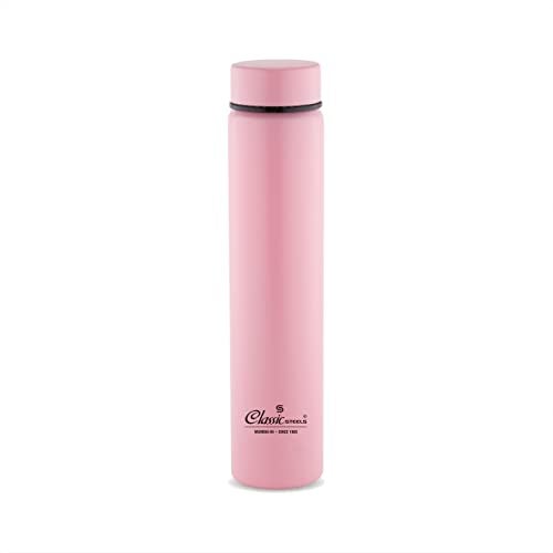Classic Steels Super Slim Single Wall Stainless Steel Water Bottle 500 ml - Leak-Proof, Lightweight Ideal for Office, Gym, School, Travel, Kitchen, Sports, Pink - Image 1