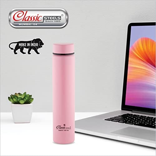 Classic Steels Super Slim Single Wall Stainless Steel Water Bottle 500 ml - Leak-Proof, Lightweight Ideal for Office, Gym, School, Travel, Kitchen, Sports, Pink - Image 4