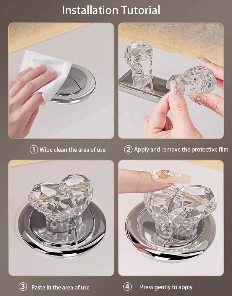 CIXVOEMK Love Heart Toilet Button Pusher,Toilet Flusher Top Push Button for Women Long Nail (1PCS-White transparent) - Image 5