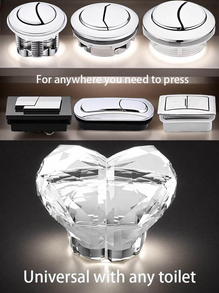 CIXVOEMK Love Heart Toilet Button Pusher,Toilet Flusher Top Push Button for Women Long Nail (1PCS-White transparent) - Image 4