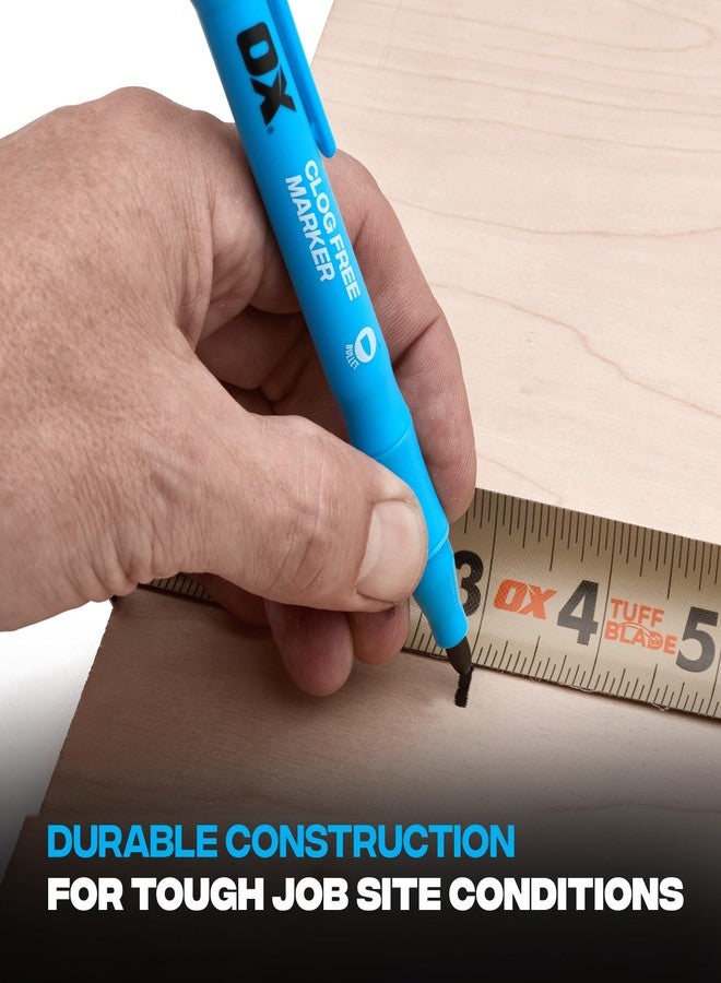 OX Tools Clog-Free Permanent Construction Marker 2-Pack with Pocket Holster - Durable, Reliable Marking on Dusty Wood Surfaces - Perfect for Construction and Framing Applications OX-P630901 - Image 5