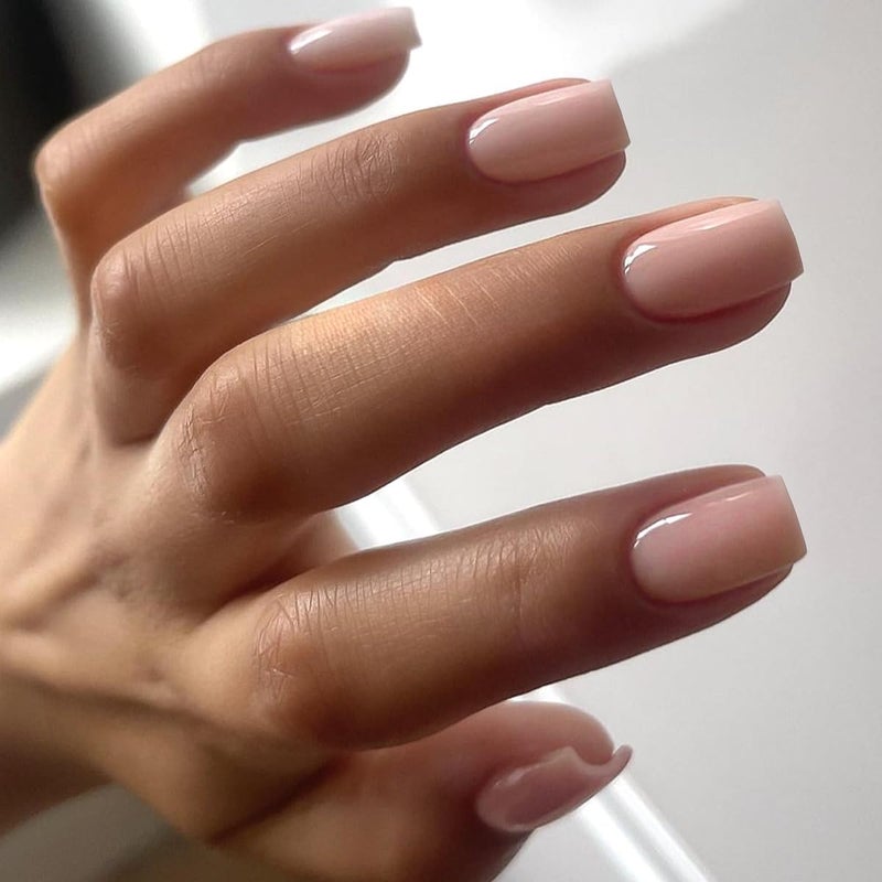 XCREANDO Nude Pink Press on Nails Short Square, Fake Nails Glue on Short Square Nails Press ons, Soft Gel Glue on Nails Stick on Nails for Women Thick Reusable Solid Color Acrylic Nails 24pcs - Image 2