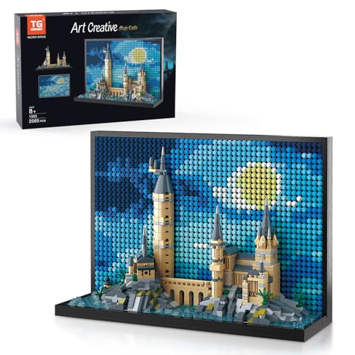 TG BLOCKS Micro Brick Magic Castle Building Set 3D Wall Art 2in1 Home Decor Model Creative Castle Painting Display DIY Gift Idea Building Toy for Teens Ages 8 Kids Adults - Image 1