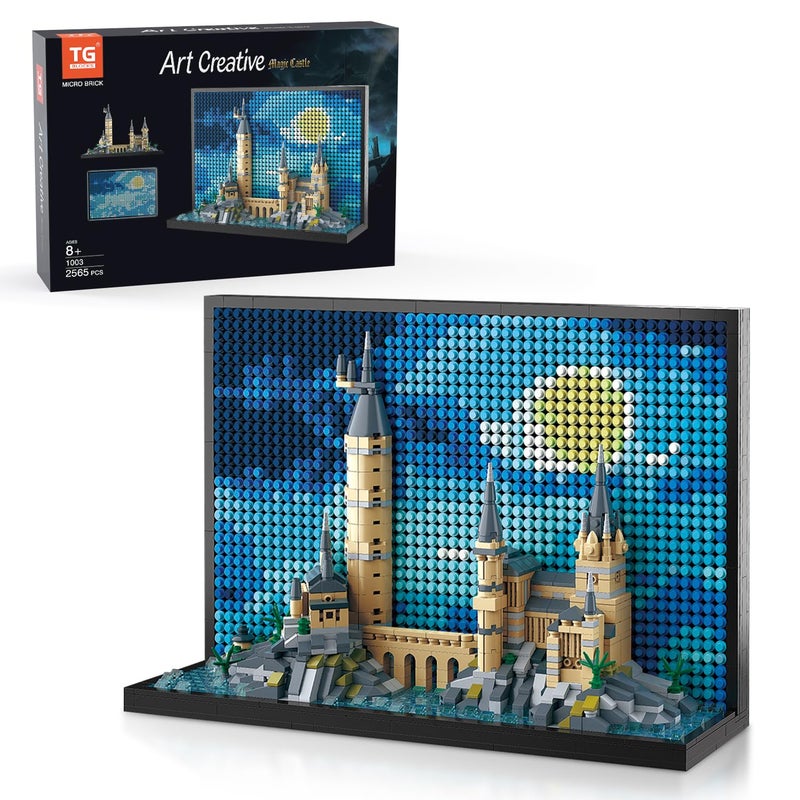 TG BLOCKS Micro Brick Magic Castle Building Set 3D Wall Art 2in1 Home Decor Model Creative Castle Painting Display DIY Gift Idea Building Toy for Teens Ages 8 Kids Adults - Image 2