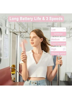 Ocean Portable Small Pocket Fan, Mini Hand Held Fan with USB Rechargeable 1500mAh Battery, Eyelash Fan for Girls, for Stylish Kids Girls Women Indoor Outdoor Travel (Pink)  - Image 2