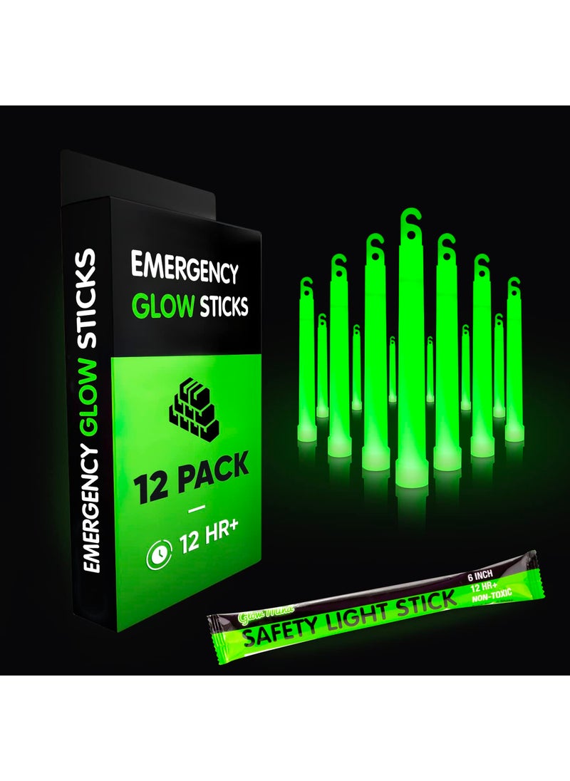Glow Mind 12 Ultra Bright Emergency Glow Sticks - Individually Wrapped Long Lasting Industrial Grade Glowsticks for Survival Gear, Camping Lights, Power Outages and Military Use (Green)  - Image 1