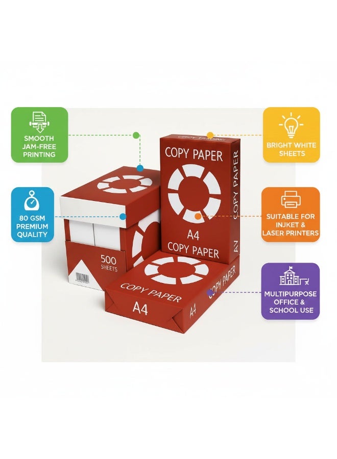 COPY PAPER A4 – White Paper, Red Box | 500 Sheets x 5 Reams | 1 Carton - Image 5