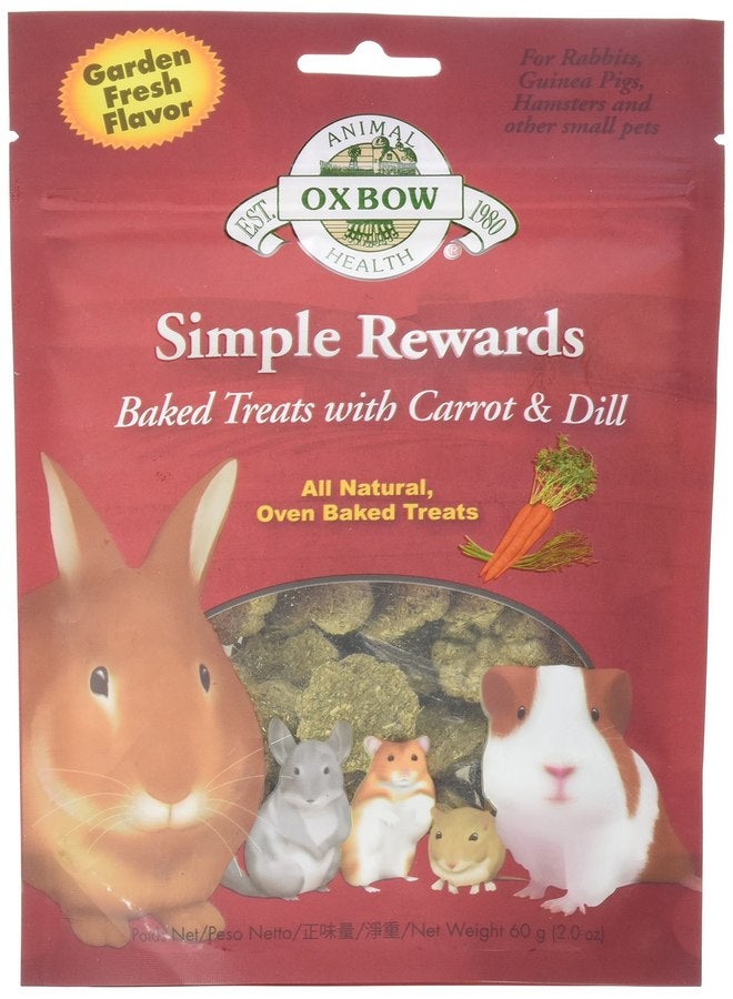 NEW Oxbow Simple Rewards All Natural Oven Baked Treats with Carrots, Dill and Timothy Hay